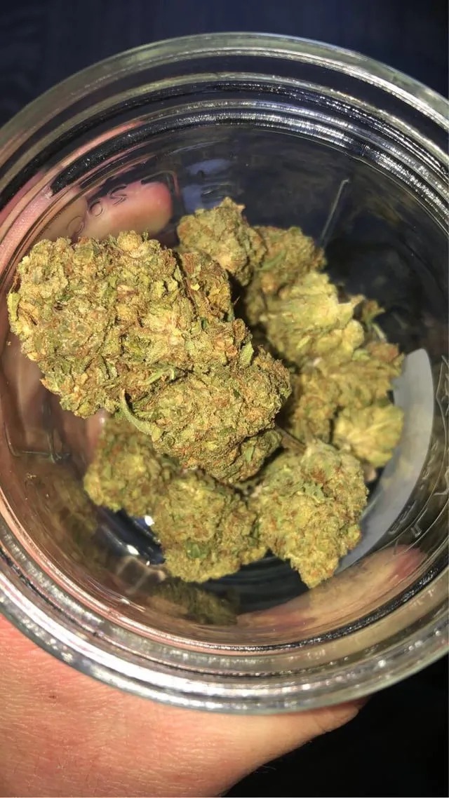 Cannabis buds in a glass jar, reflecting the selection at Dos Hermanas social clubs.
